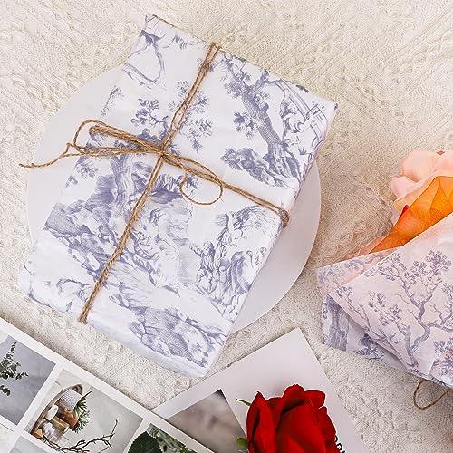 BOXOB 30 Sheets Tissue Paper, 20x14 Inches Gift Tissue Paper French Retro Print Wrapping Paper Elegant Decorative Tissue Paper for Birthday Weddings Baby Shower DIY Crafts (Purple)