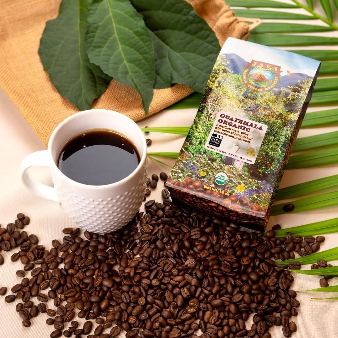 Java Planet Organic Coffee Roasters Java Planet Low Acid Coffee, Guatemalan Organic Coffee Beans, Smooth Full Flavored, Single Origin: Whole Bean Medium Roast - Smithsonian Bird Friendly 2-1LB Bags