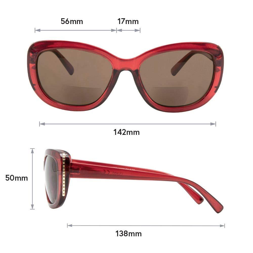 VITENZI VITENZI Sunglasses with Readers for Women, Reader Sunglass with Bifocals, Vintage Tinted Reading Sun Glasses, Venice in Burgundy 1.75