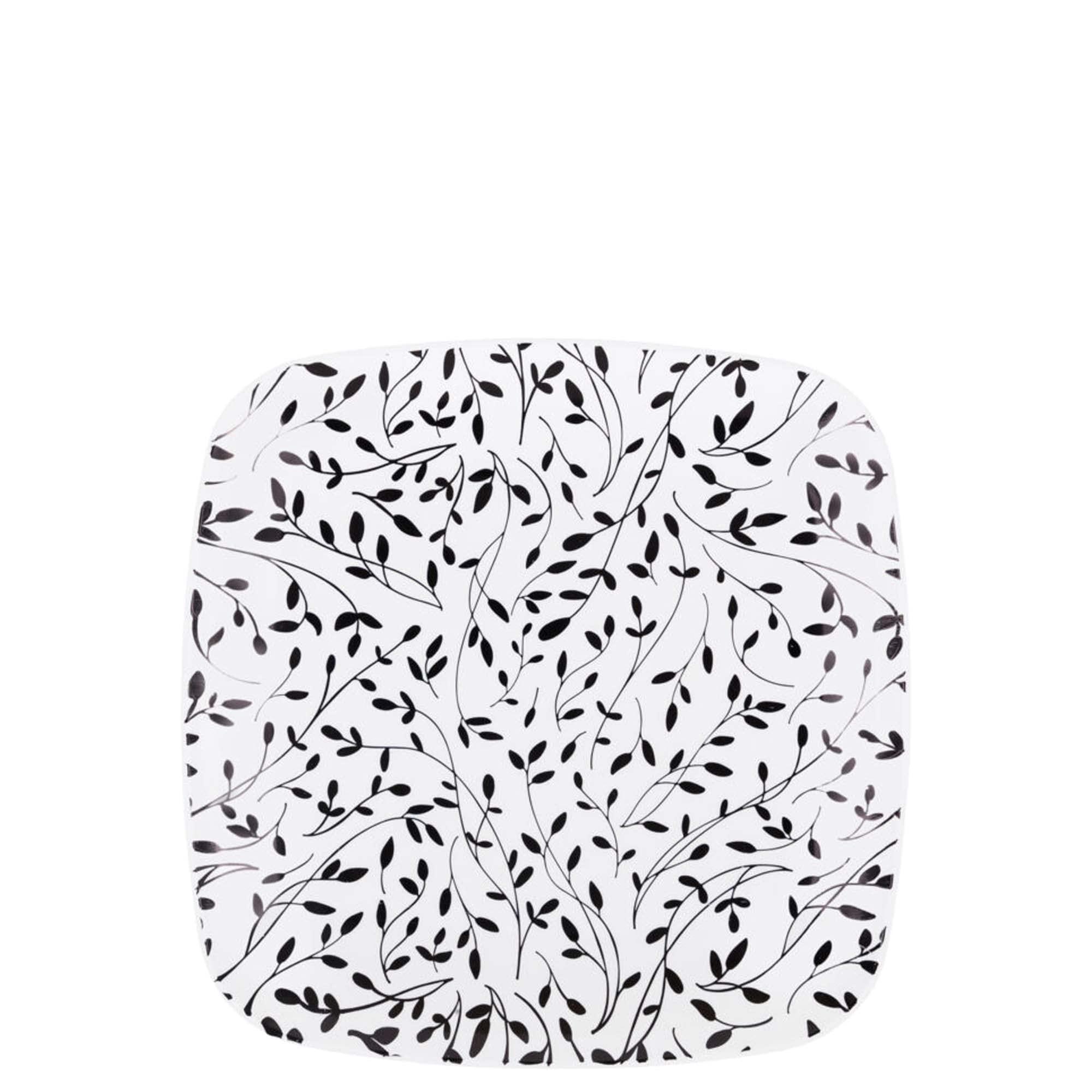 EcoQuality EcoQuality 7.25\" inch Disposable Square White Plastic Plates with Black Leaf Design, China Like Party Plates, Heavy Duty Dessert Plate, Salads, Weddings, Baby Showers, Catering, Non Toxic (240 PACK)