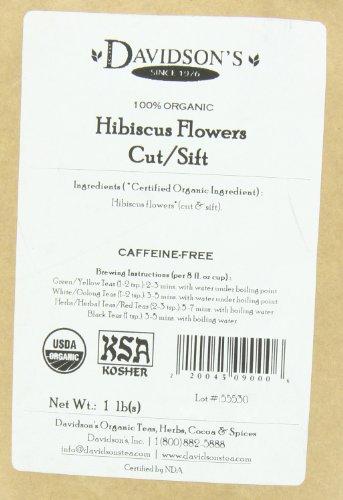 Davidson's Davidson\'s Tea Bulk, Organic Hibiscus Flowers Cut and Sifted, 16 Ounce