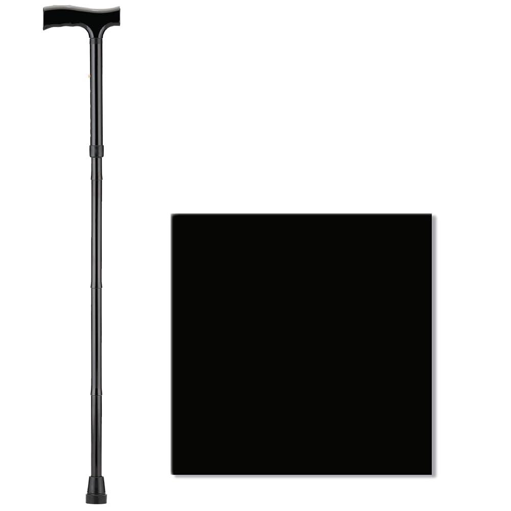 NOVA Medical Products NOVA Medical Products Folding Walking Cane with Wood Grip Handle, Foldable and Adjustable Travel Cane with Wood Comfort Handle, Black (3010BK)