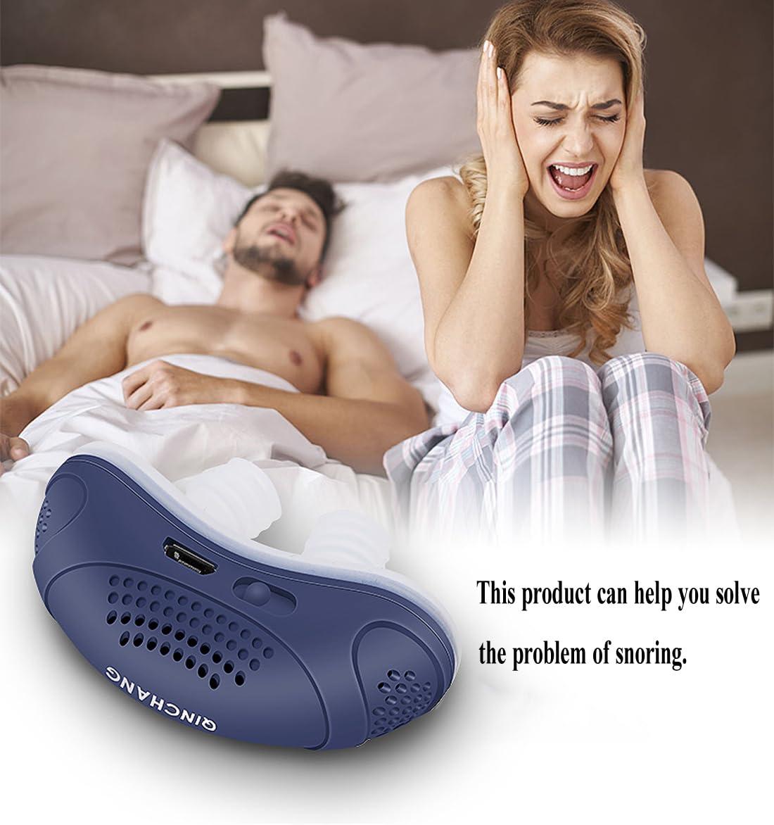 NineLife Basics Micro Device for Sleep Apnea,Electric Snore Stopper, Anti Snoring Devices,Snoring Solution Suit for Adults,Built-in Twin turbofans (Blue)