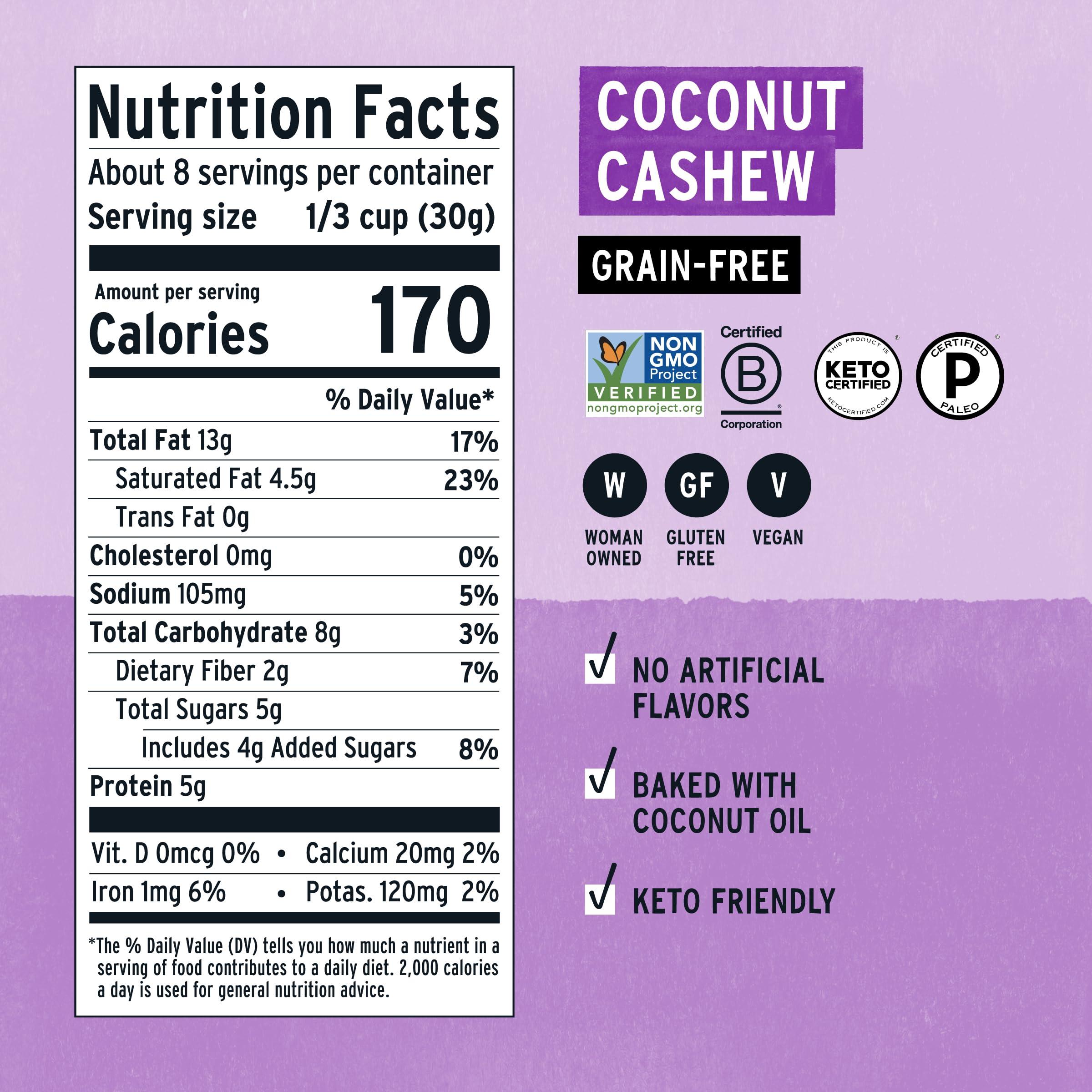 purely elizabeth Purely Elizabeth Coconut Cashew Keto Granola, Made with Nuts and Seeds, Grain-Free, Gluten-Free, Non-GMO (3 Ct, 8oz Bags)
