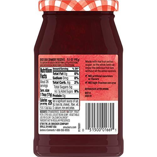 Smucker's Smucker's Low Sugar Strawberry Reduced Sugar Preserves, 15.5 Ounces
