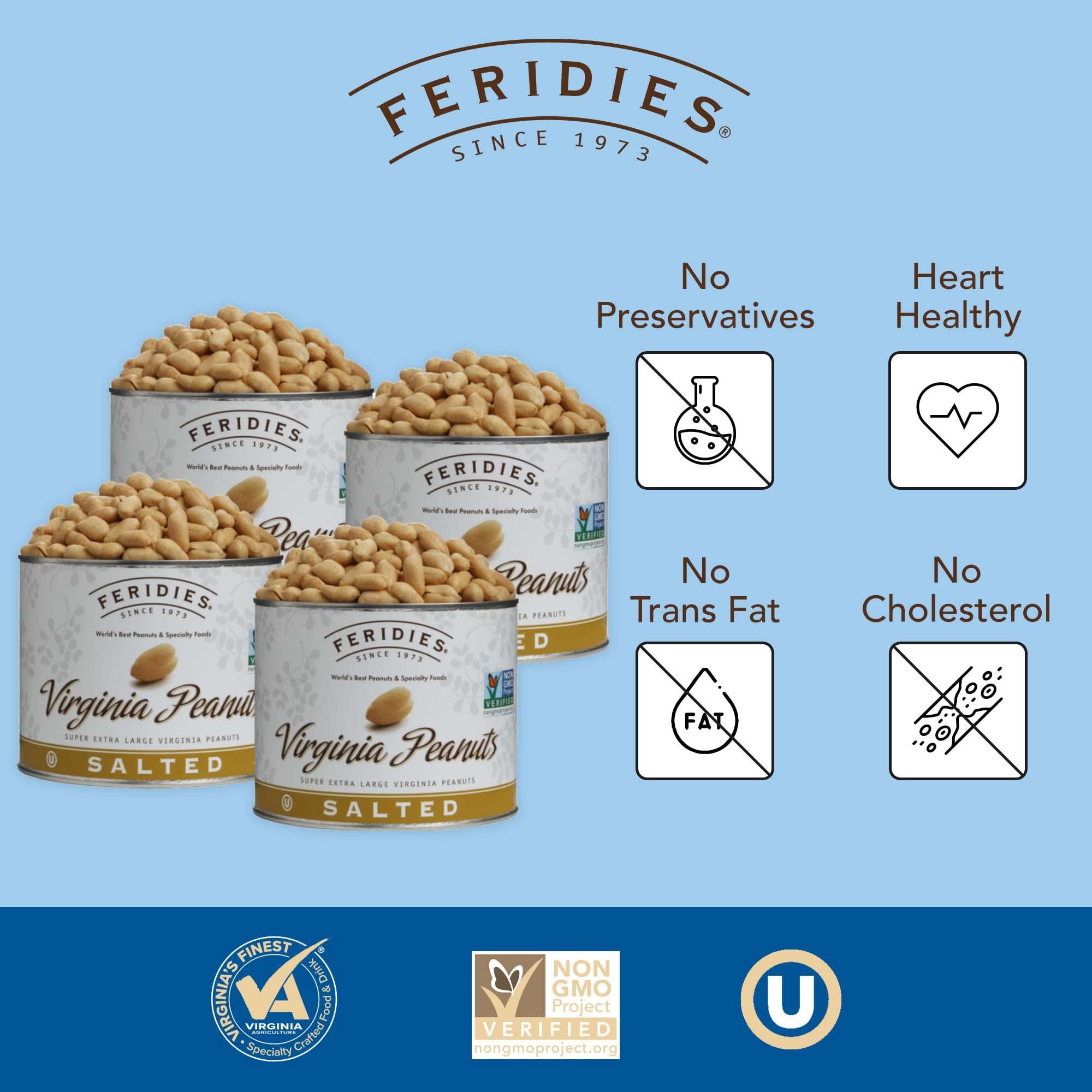 FERIDIES 4 Pack-36oz Can Salted Virginia Peanuts