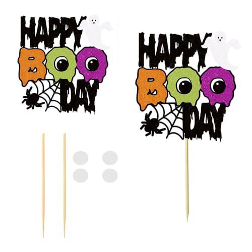 MGPFERD 1pc Happy Boo Day Cake Topper Spooky Spider Cake Decoration Halloween Themed Baby Birthday Party Decorations MGPFERD