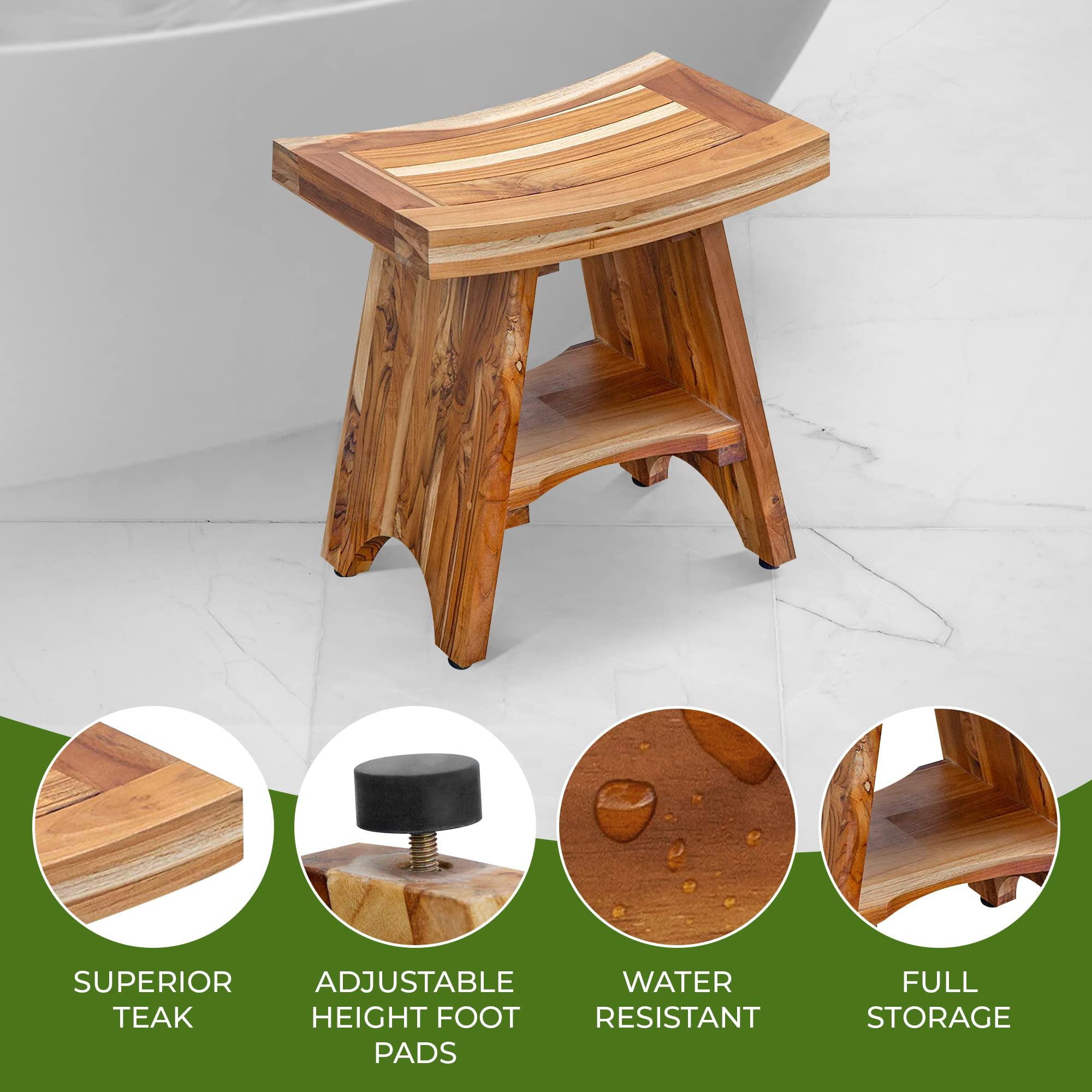 EcoDecors EcoDecors Serenity Shower Stool with Satori Teak Shower Stool