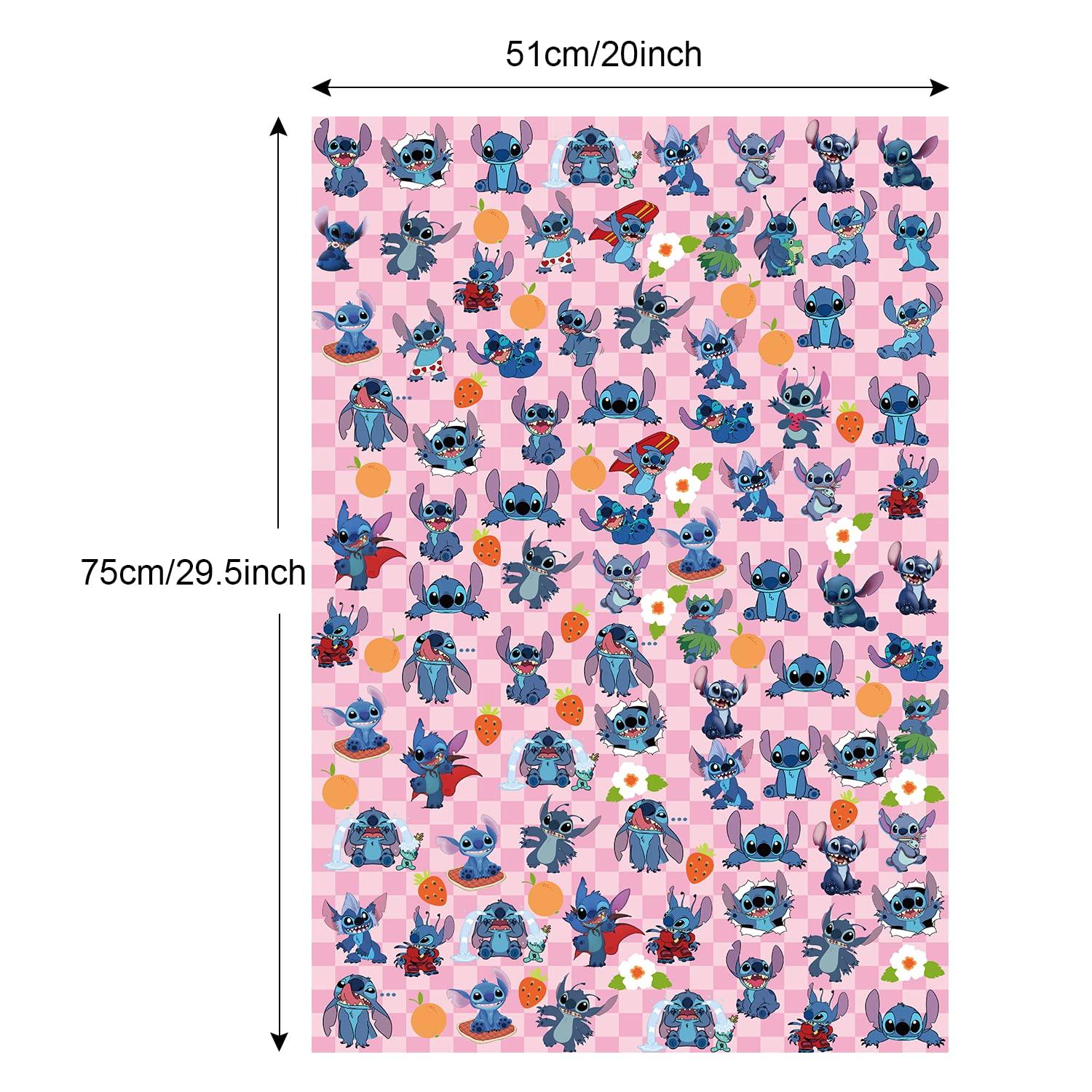 EYQQM EYQQM Pack of 5 Stitch Gift Wrapping Paper 51x75cm Kraft Paper Gift Wrap Pack for Kids Birthday, Party Storage Festive Decoration (Pink)