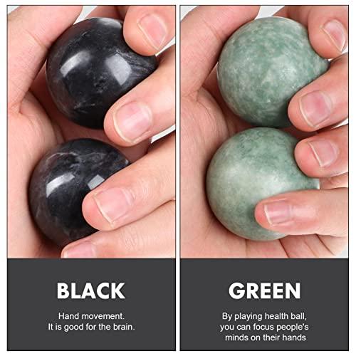 Healifty Healifty Baoding Balls Pack of 4-1.4 inch Chinese Balls for Hand, No Chime Chinese Health Exercise Massage Balls (Green,Black)