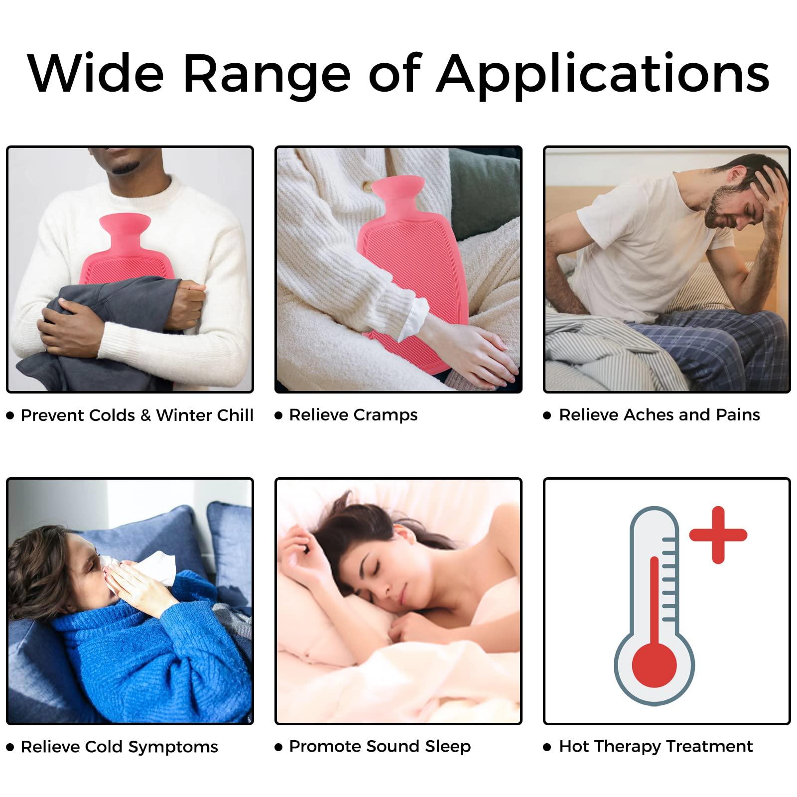 BYVOV BYVOV Silicone Hot Water Bottle,2L BPA Free,Durable Hot Water Bag for Pain Relief for Neck Shoulder,Hot Compress and Heat Therapy,Red