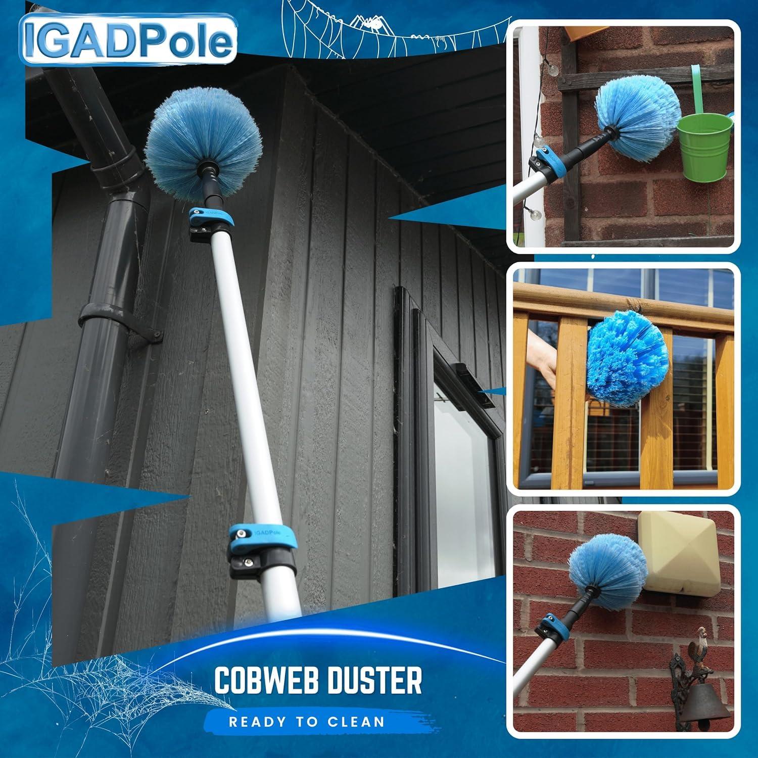 IGAD IGADPole Cleaning Kit 17ft Telescopic High Reach Extension Pole with Extending Round Cobweb Duster