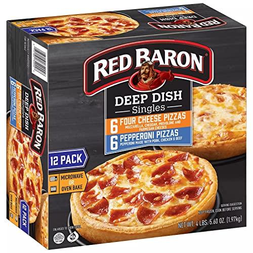 Ready Set Gourmet Red Baron Singles Deep Dish Pizza Variety Pack - Four Cheese Pizzas and Pepperoni Pizzas - 2 Pack (6 Cheese, 6 Pepperoni Each Box) - Ready Set Gourmet Donate a Meal Program