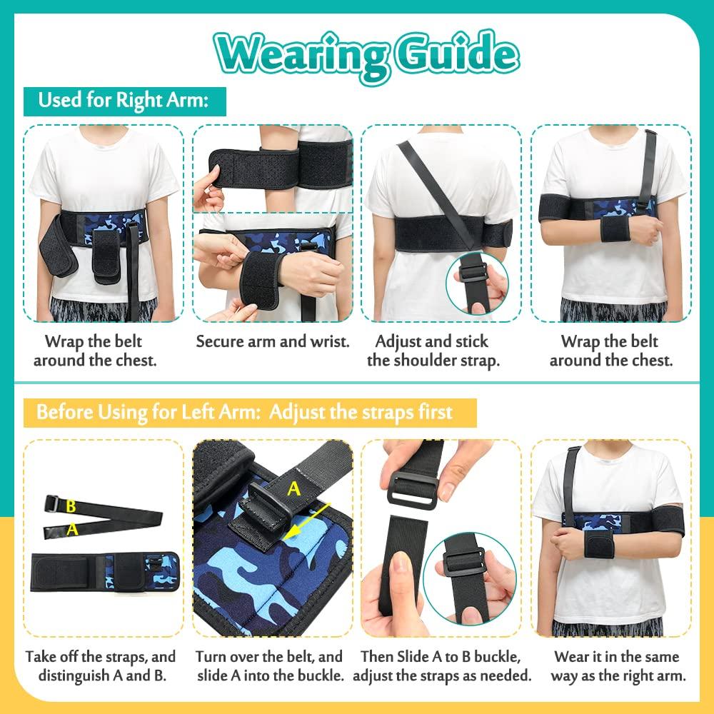 Mybow Mybow Kids Shoulder Immobilizer Sling | Child Arm Sling with Waist Strap for Broken Collarbone Clavicle & Shoulder Injury Arm Holder, Rotator Cuff Surgery Sling for Toddler Support Brace