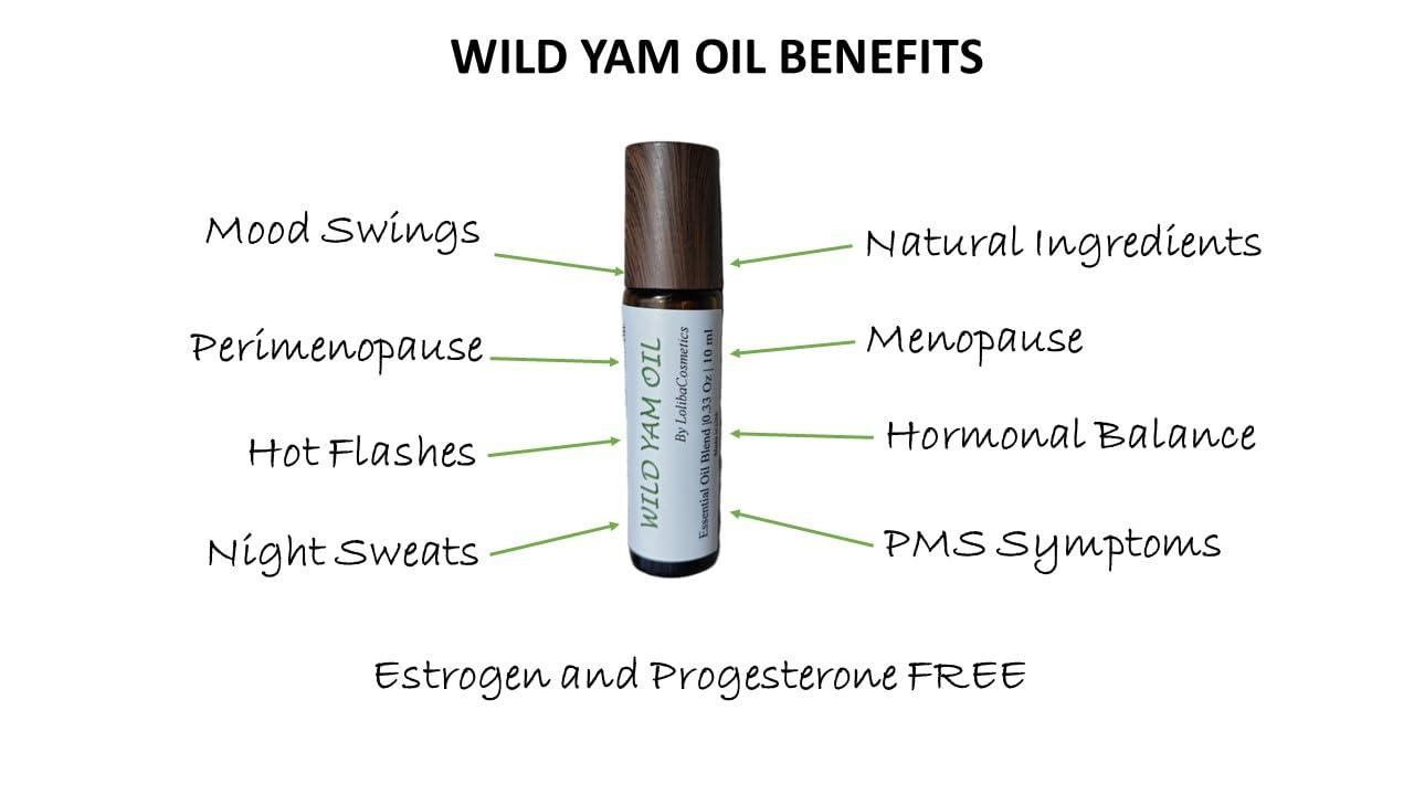 LOLIBA Wild Yam Oil, 10ML Roller Bottle, Wild Yam Cream, Natural Balancing Oil (10 Millimeters, Essential Oils) PMS, HotFlashes