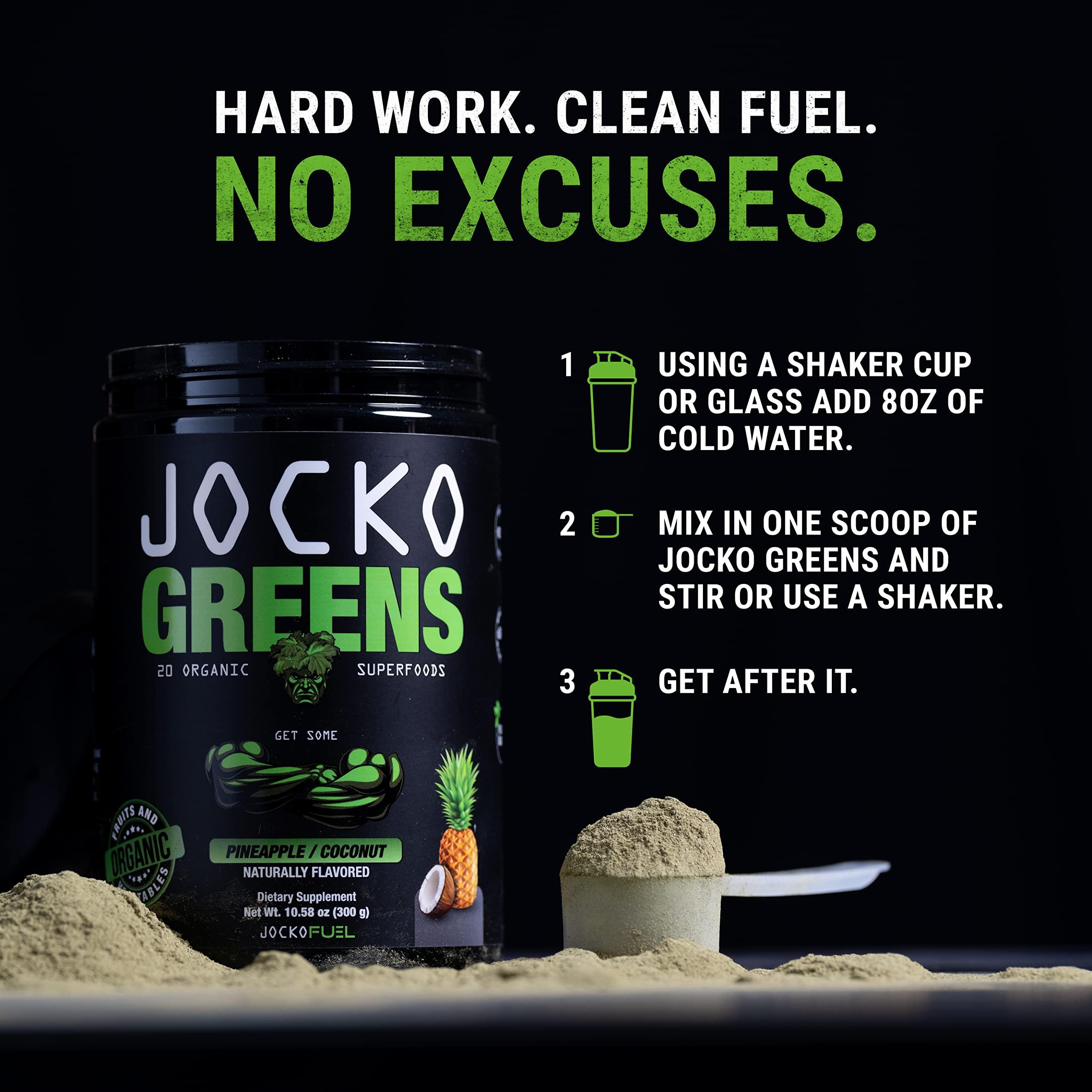 Jocko Fuel Jocko Fuel Greens Powder Bundle - Greens & Superfood Powder for Healthy Green Juice - Keto Friendly with Spirulina, Chlorella, Digestive Enzymes, & Probiotics - 60 Servings