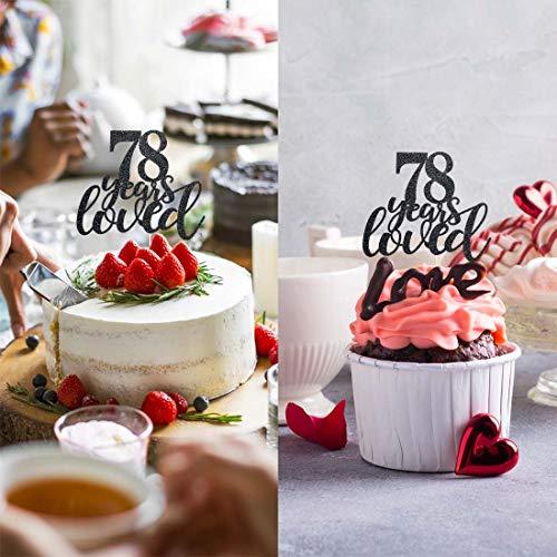 MAGJUCHE 78 Black Glitter Happy 78th Birthday Cake Topper, Cheers to 78 Years Party Cake Topper Decorations, Supplies