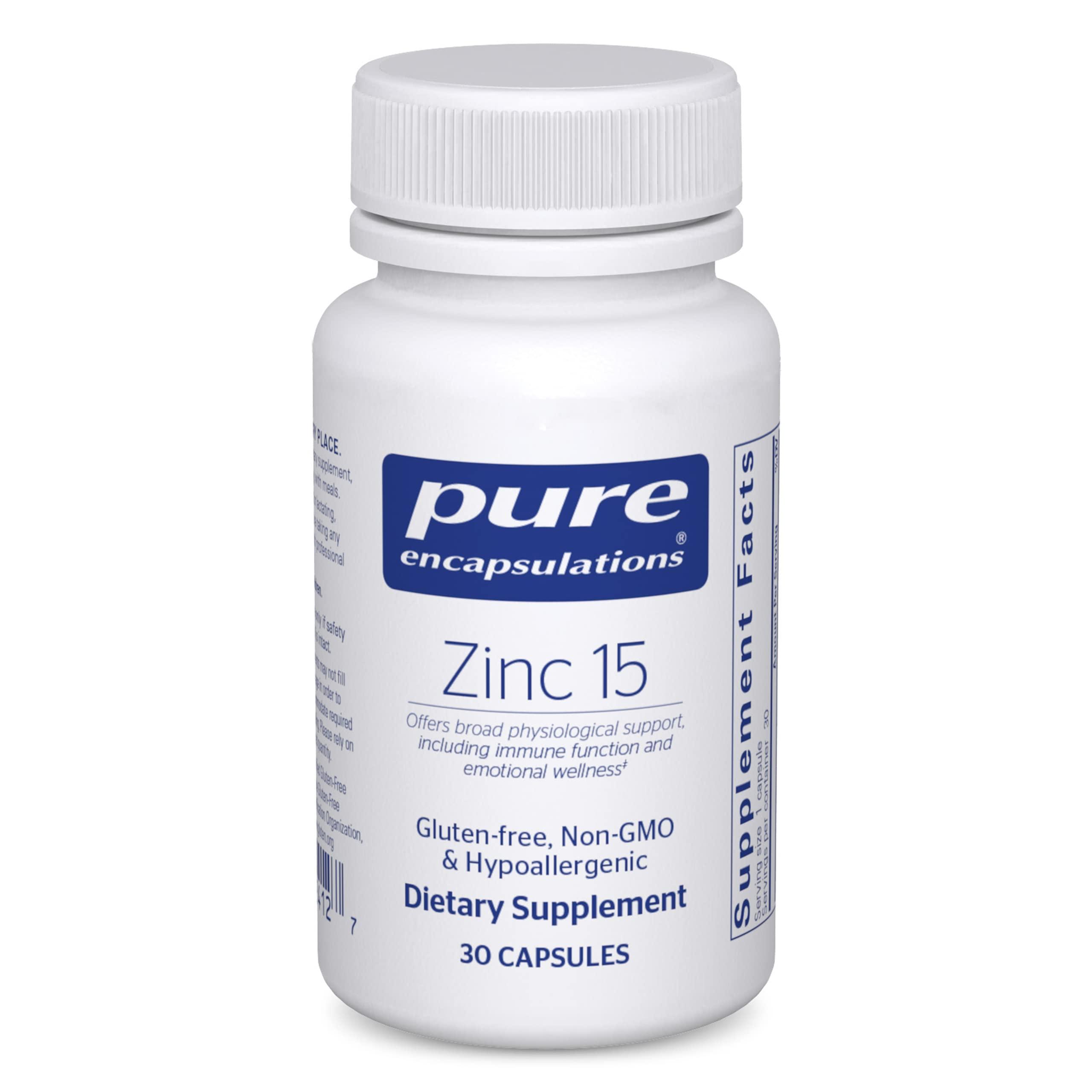 Pure Encapsulations Pure Encapsulations Zinc 15 mg - Zinc Picolinate Supplement for Immune System Support, Growth & Development - for Wound Healing - 30 Capsules