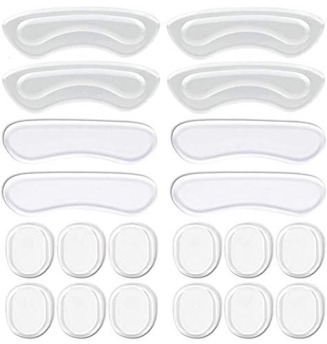 EACOZY Heel Grips, 8PCS Heel Inserts, 12PCS Shoe Inserts, Gel Heel Cushion Inserts for Women Men, Adhesive Shoe Pads for Loose Shoes, Heel Slipping, Rubbing