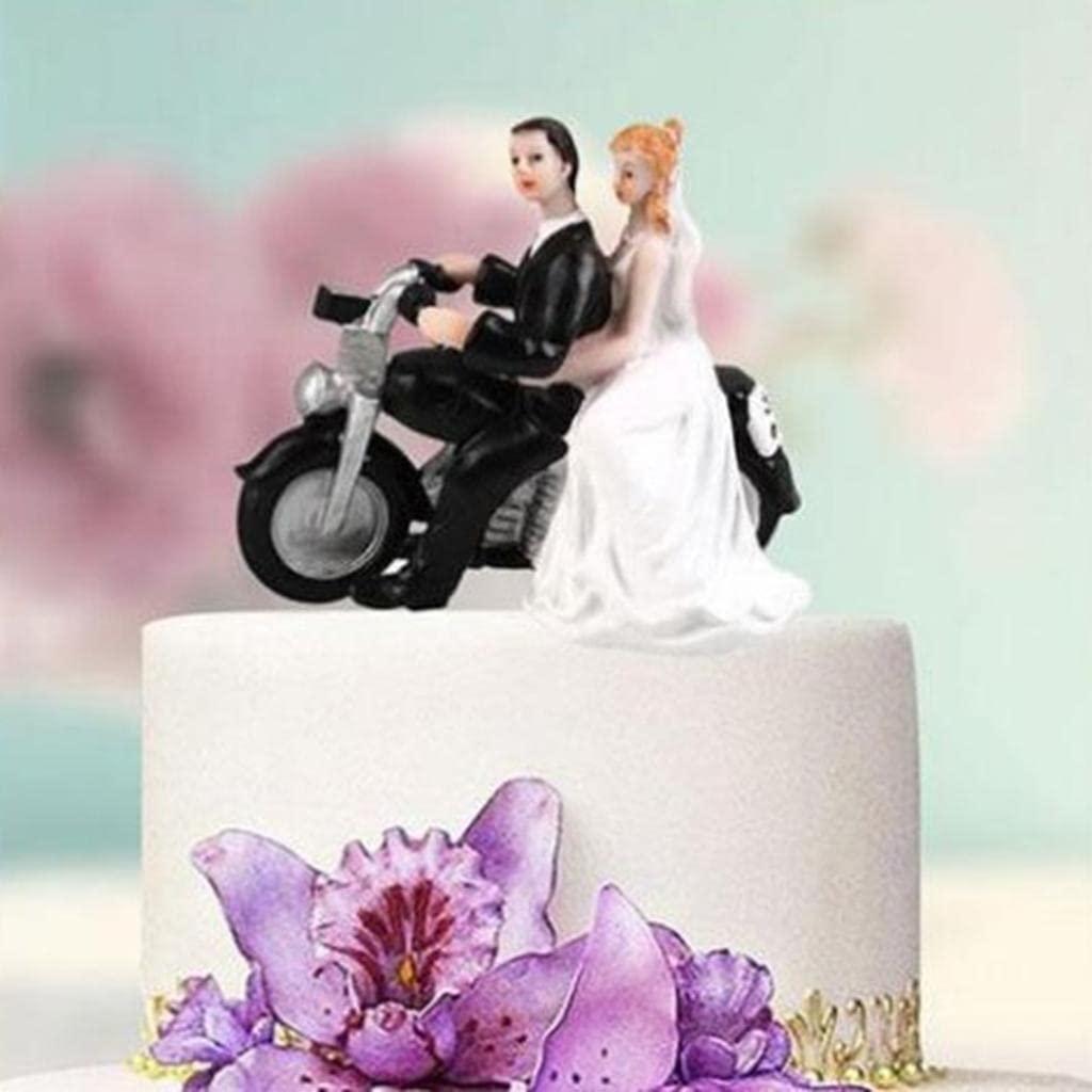predolo predolo Bride Groom Couple Motorcycle Resin Figurine Romantic Cake Topper Party