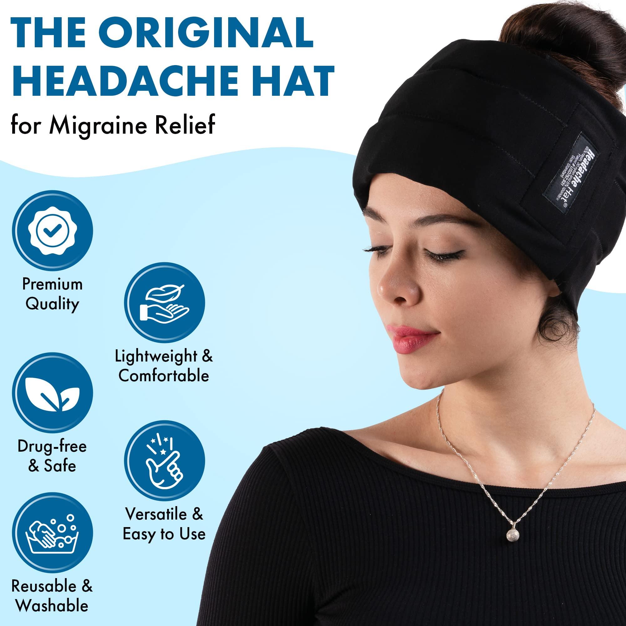 Headache Hat Headache Hat - US Assembly - Long Lasting Ice Cooling Relief - Tension Headache Cap - Migraine Cap for Natural Cooling Therapy - Migraine Mask - Standard Size