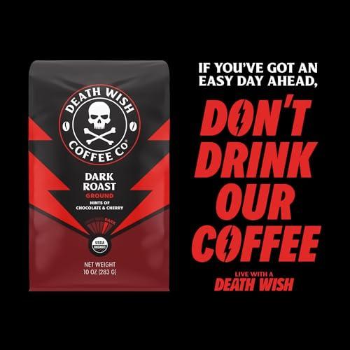 Death Wish Coffee Co. Death Wish Coffee Co., Organic and Fair Trade Dark Roast Ground Coffee, 16 oz