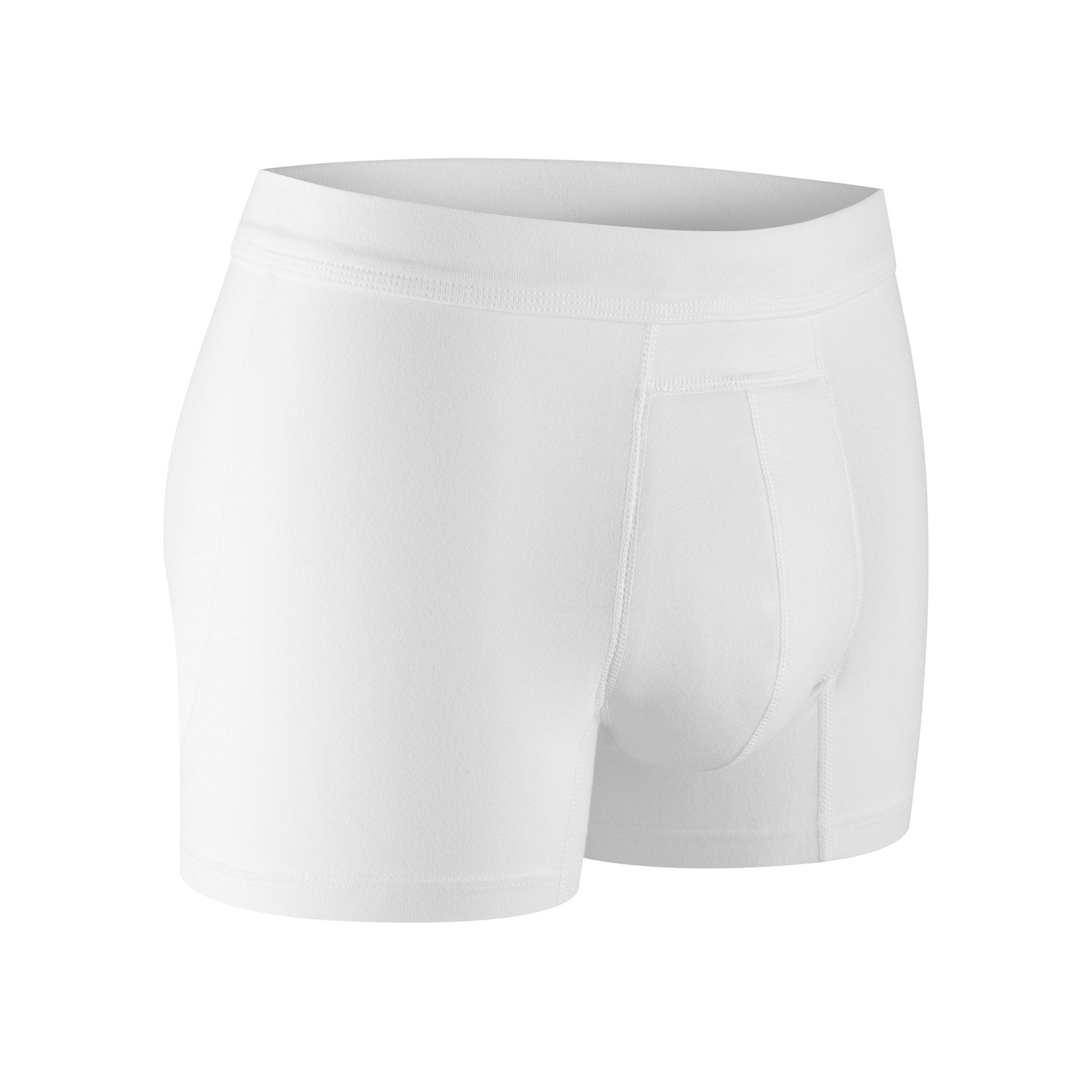 PROTECHDRY PROTECHDRY Washable & Reusable Urinary Incontinence Cotton Boxer Brief Underwear for Men - 5 Pack (Buy 4 Get 1 Free), White, Size XX-Large