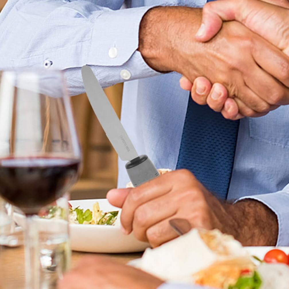 Baluue Adaptive Utensils: 3pcs Non-Weighted Elderly Angled Spoon Disabled Fork Cutter Non Slip Disabled Person Tablewares Built Up Utensils for Hand Elderly