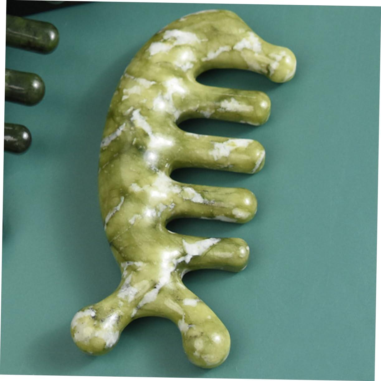 Healeved Healeved Jade Massage Comb Trigger Twist Hair Comb Tooth Sebum Comb Acupoint Jade Comb Scrubber Pet Head Scalp Cordless Bristle Blow Dryer Comb Attachment Manual Face Brush Skin Stick Green