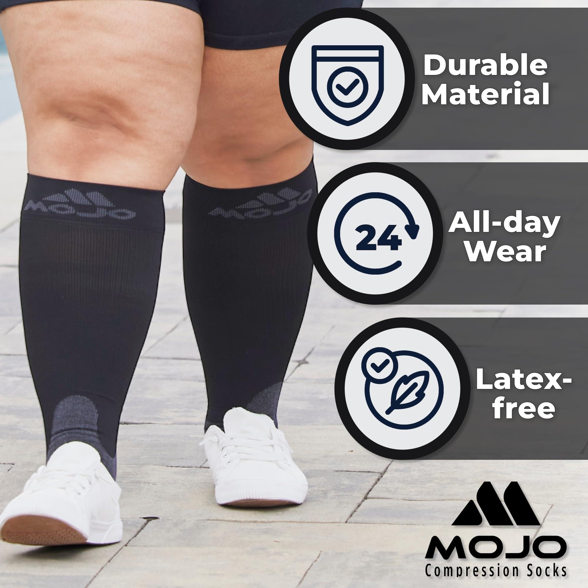 Mojo Compression Socks Compression Socks for Women and Men 20-30mmHg Knee High - Opaque Medical Compression Knee High for Varicose Veins Circulation, Bariatric, Swelling, Lymphedema - Black, Small - A601