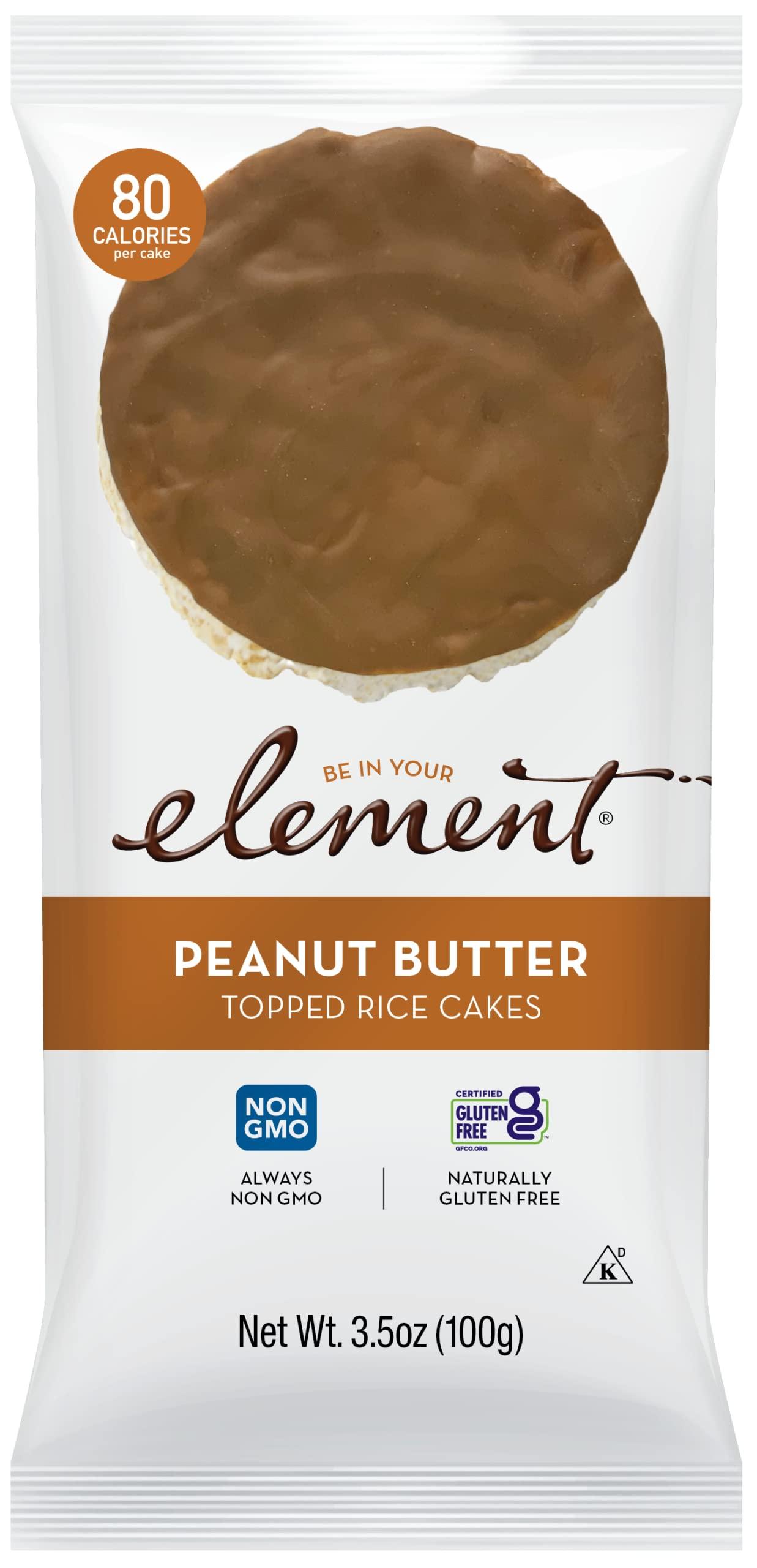 ELEMENT Element Snacks - Peanut Butter Topped Rice Cakes (Pack of 6), All-Natural Rice, Healthy Snacks for Kids or Adults, Non GMO, Certified Gluten-Free and Kosher