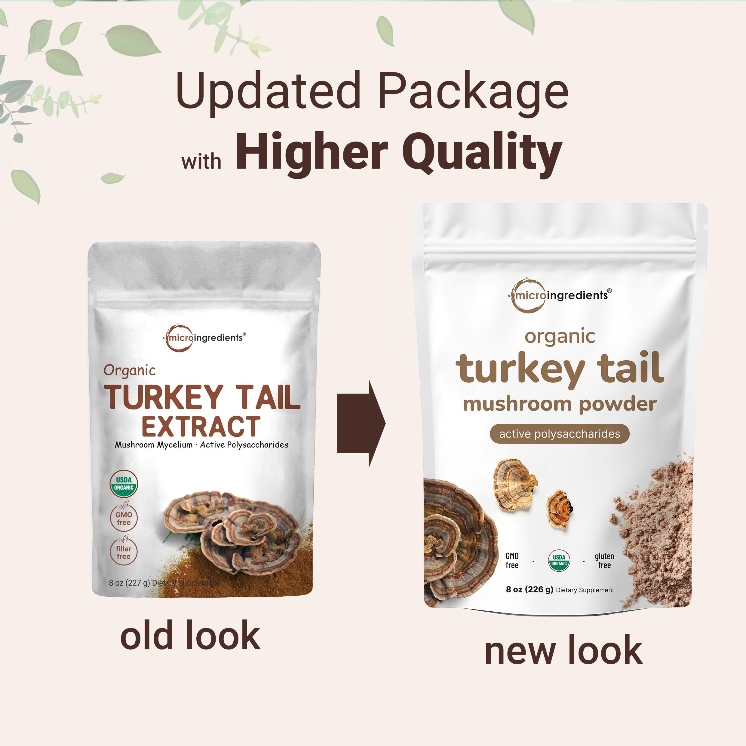 Micro Ingredients Micro Ingredients Organic Turkey Tail Mushroom Powder (50:1 Extract), 8 Ounce | Freeze Dried with Active Polysaccharides, Supports Immune Response & Cellular Level, Pet Friendly