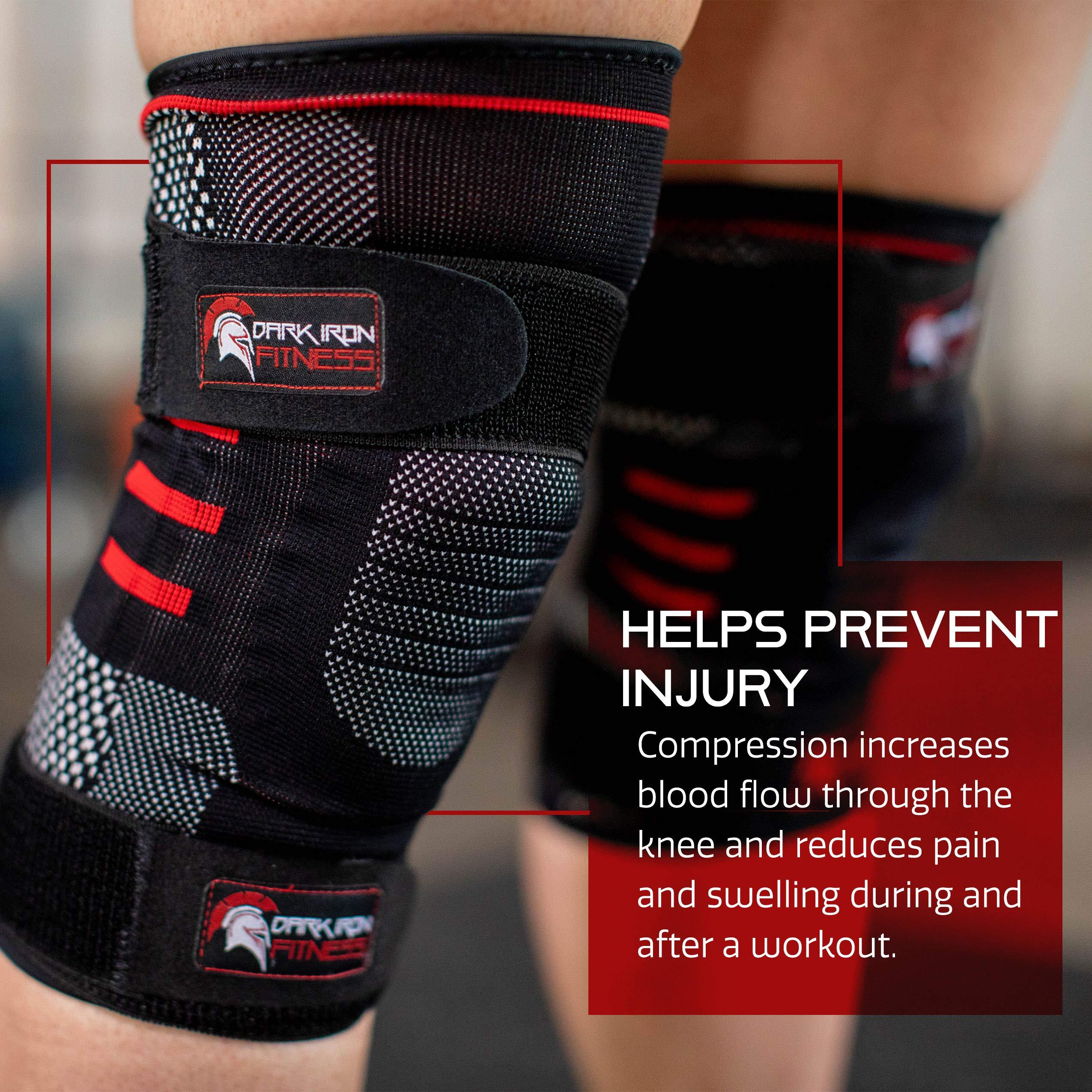 Dark Iron Fitness Dark Iron Fitness Knee Brace for Weightlifting Medium, Padded, Stabilizing Compression Sleeves for Powerlifting and Weight Training Black