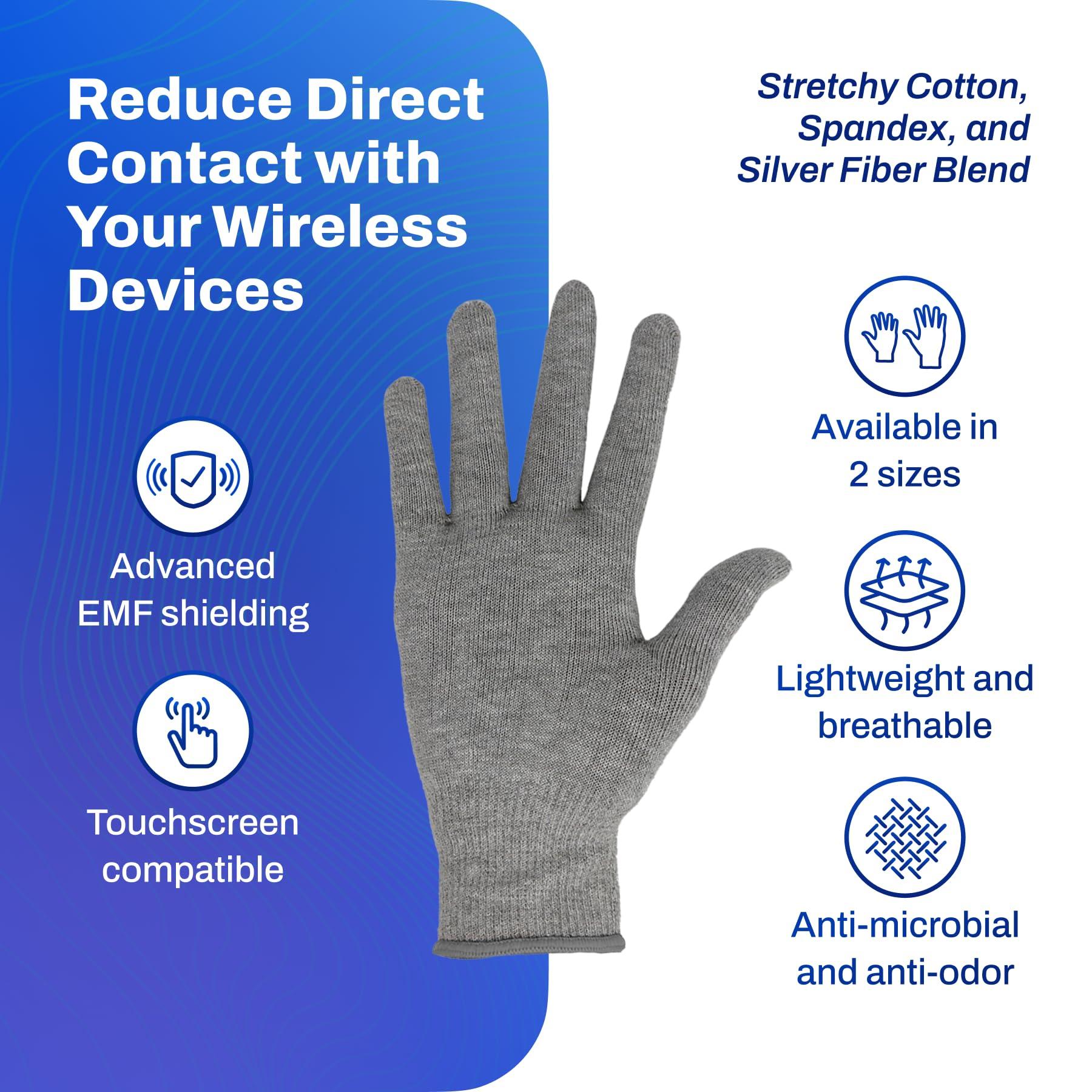 DefenderShield DefenderShield EMF Radiation Protection Computer Gloves - Use with Touch Screens, Keyboards, Tablets, Laptops and Cell Phones (One Large Pair)