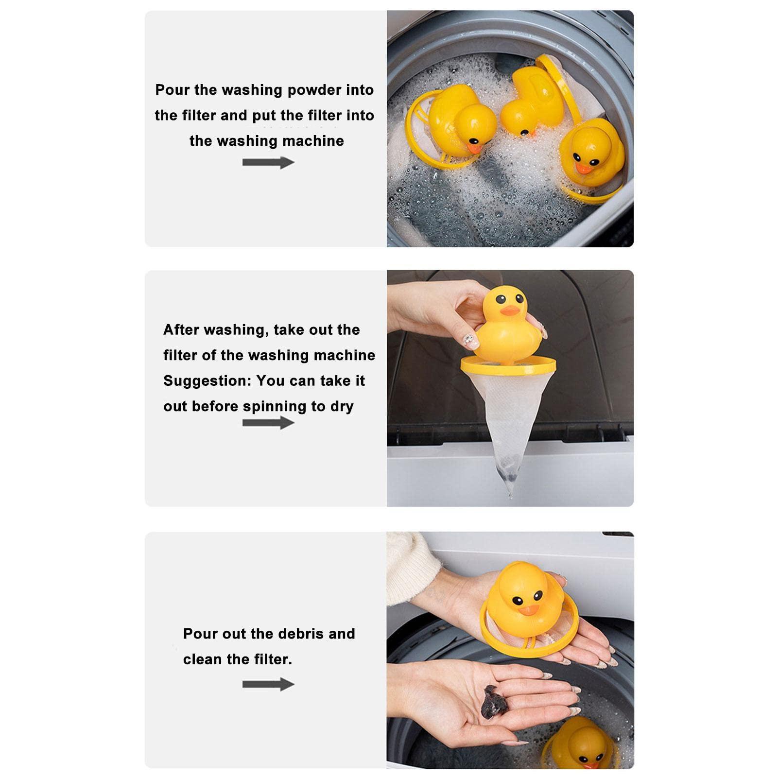 Kumprohu Kumprohu Laundry Pet Hair Catcher - Yellow Duck-Shaped Washing Machine Float Filter Mesh Bag - Washing Machine Floating Hair Remover, Hair Removal Ball, Lint Remover for Cat Dog Pet Hair, Debris