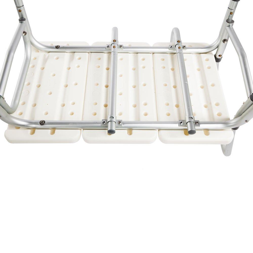 Azadx Azadx Bath Chair, Adjustable Handicap Shower Chair Seat Bench Transfer Bench with Arms and Backs, 3 Blow Molding Plates Aluminium Alloy for Seniors Elderly Baby Bathtub Lift Chair (White)