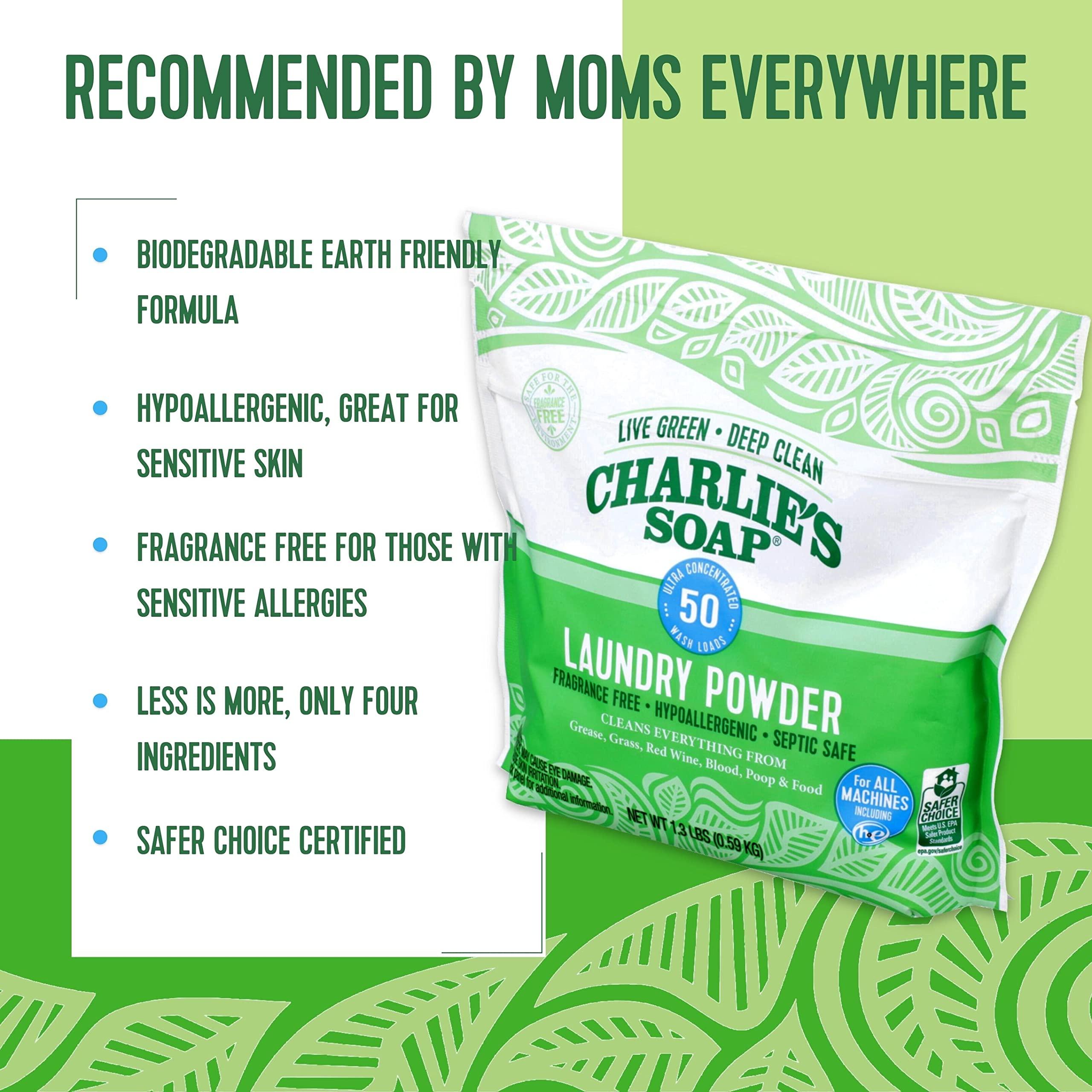 Charlie's Soap Charlie's Soap - Unscented Laundry Powder 50 Loads (Six 50-load Bags, 300 Total Loads)