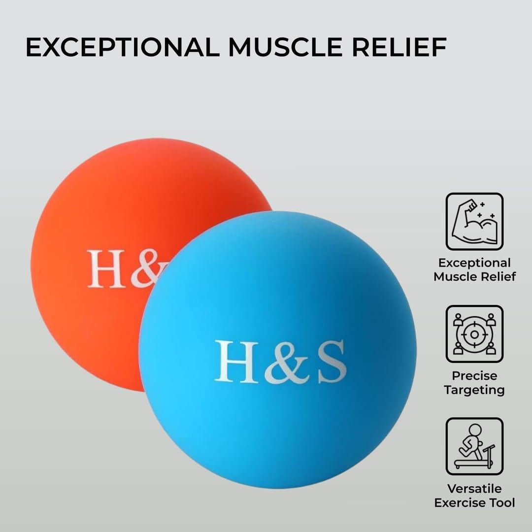H&S H&S 2X Massage Lacrosse Ball - Massage Ball - Muscle Roller - Firm Jumbo Therapy Sphere - Therapy Ball
