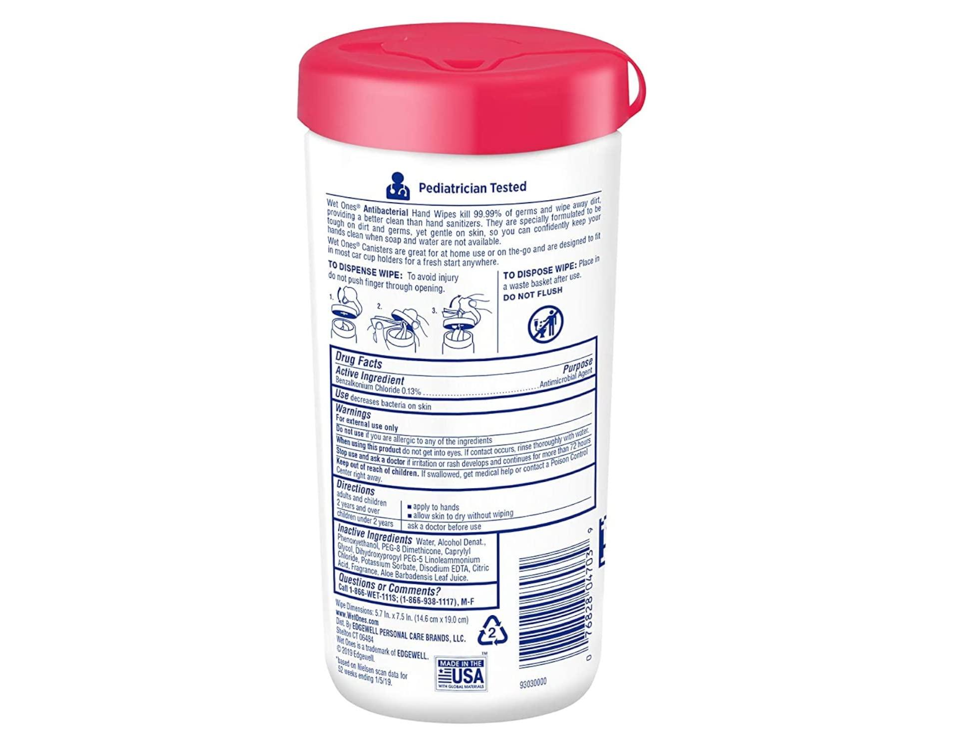 Wet Ones WET ONES Antibacterial Hand Wipes, Fresh Scent 40 Count (Pack of 2)