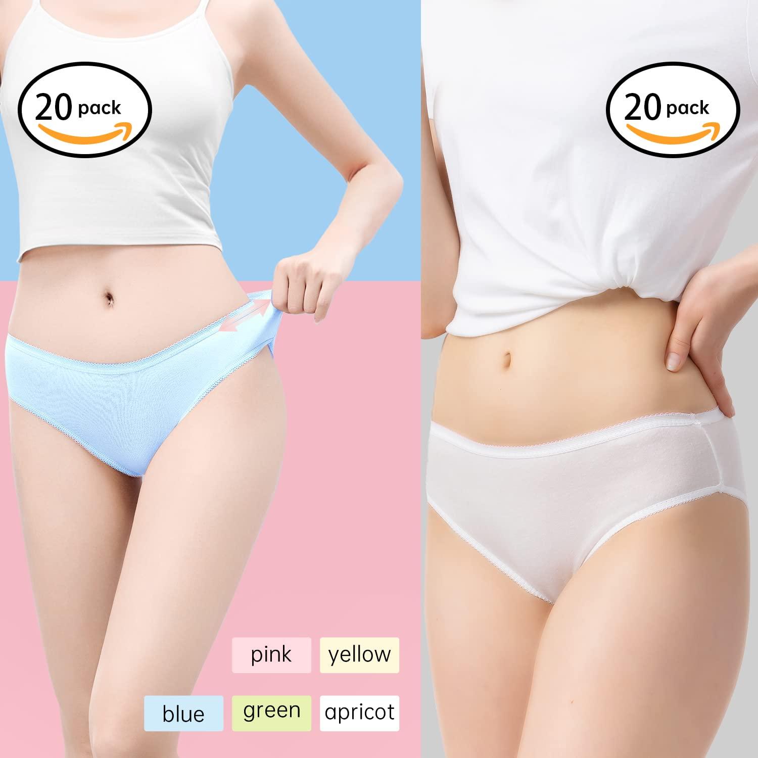 Travelcare 40 pack Women\'s Disposable 100% Cotton Underwear Ladies Briefs Panties for Travel Hotel Spa Hospital Stays Emergencies