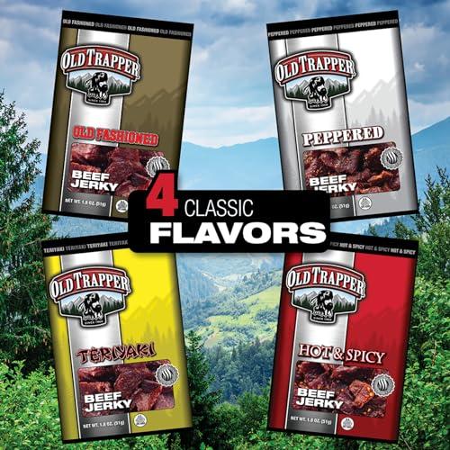 Old Trapper Old Trapper Beef Jerky, Hot & Spicy Flavor, 1.8-Ounce Individual Packs, Great Size for Quick Snacking, 11 Grams of Protein and 70 Calories Per Serving (Pack of Six)