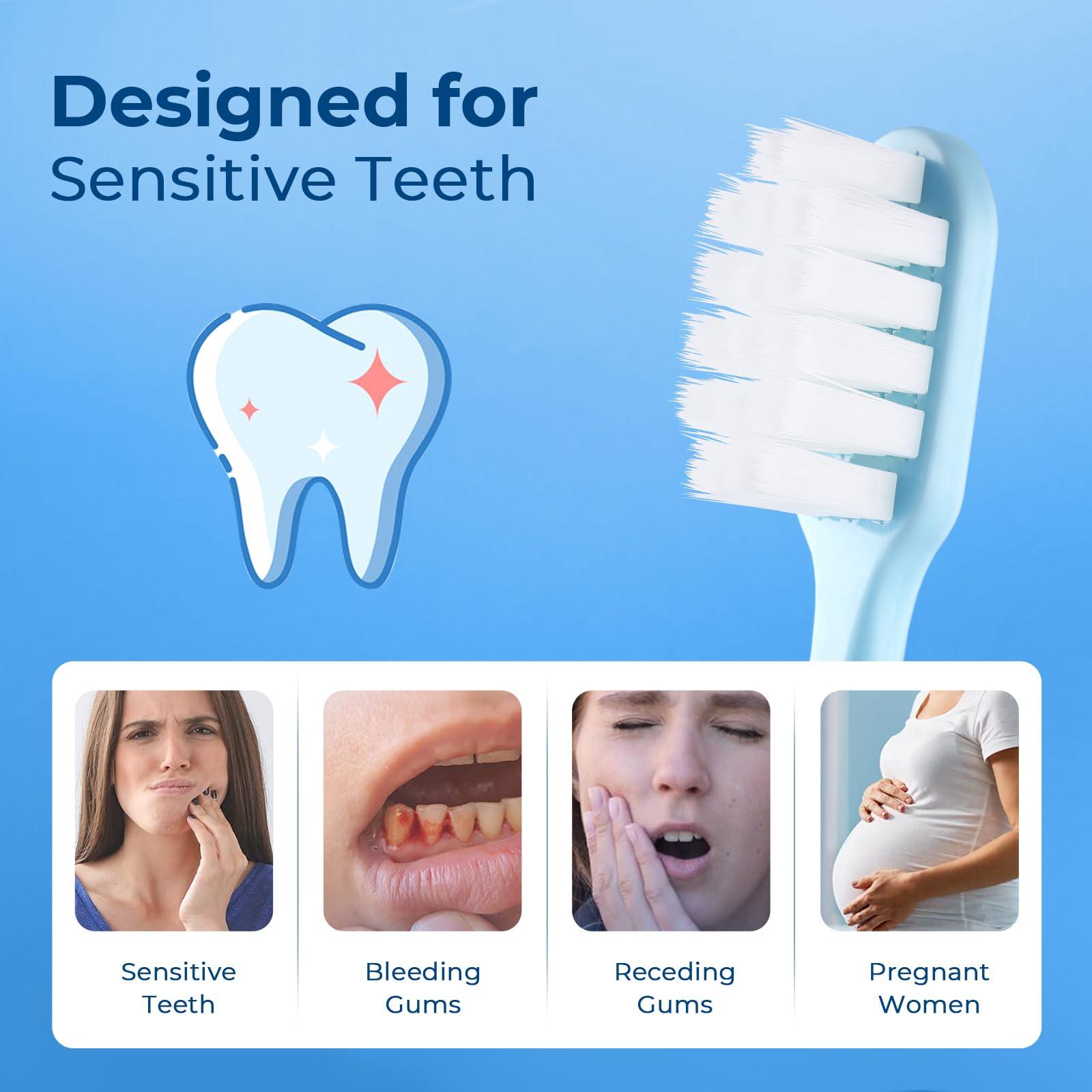 Oralphi Oralphi Extra Soft Toothbrush for Sensitive Gums, Compact Head Soft Bristle Toothbrush with 10000 Soft Flossing Micro Nano Bristles for Adults, Pregnant Women, Elderly, Braces