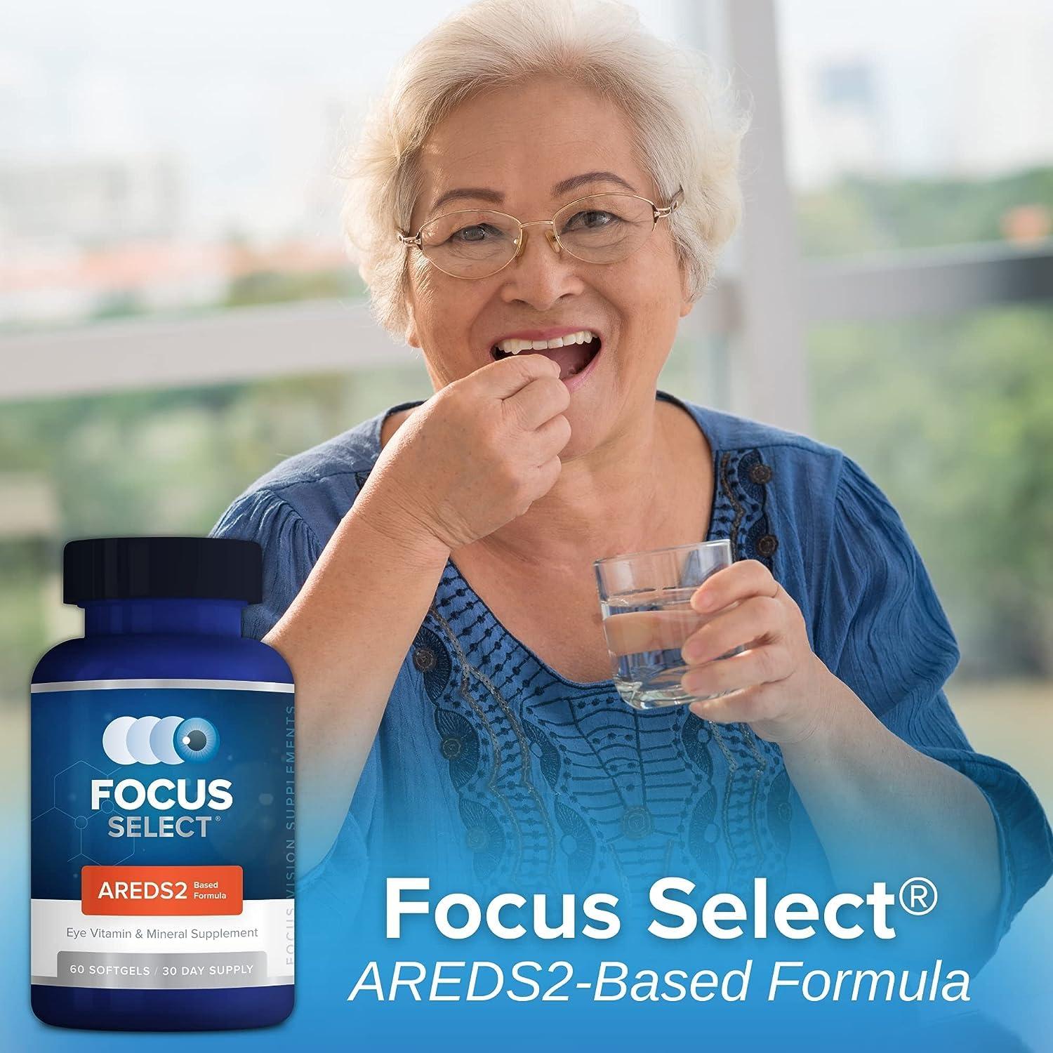 Focus Vision Supplements Focus Select AREDS2 Based Eye Vitamin-Mineral Supplement - AREDS2 Based Supplement for Eyes (60 ct. 30 Day Supply) - AREDS2 Based Low Zinc Formula - Eye Vision Supplement and Vitamin