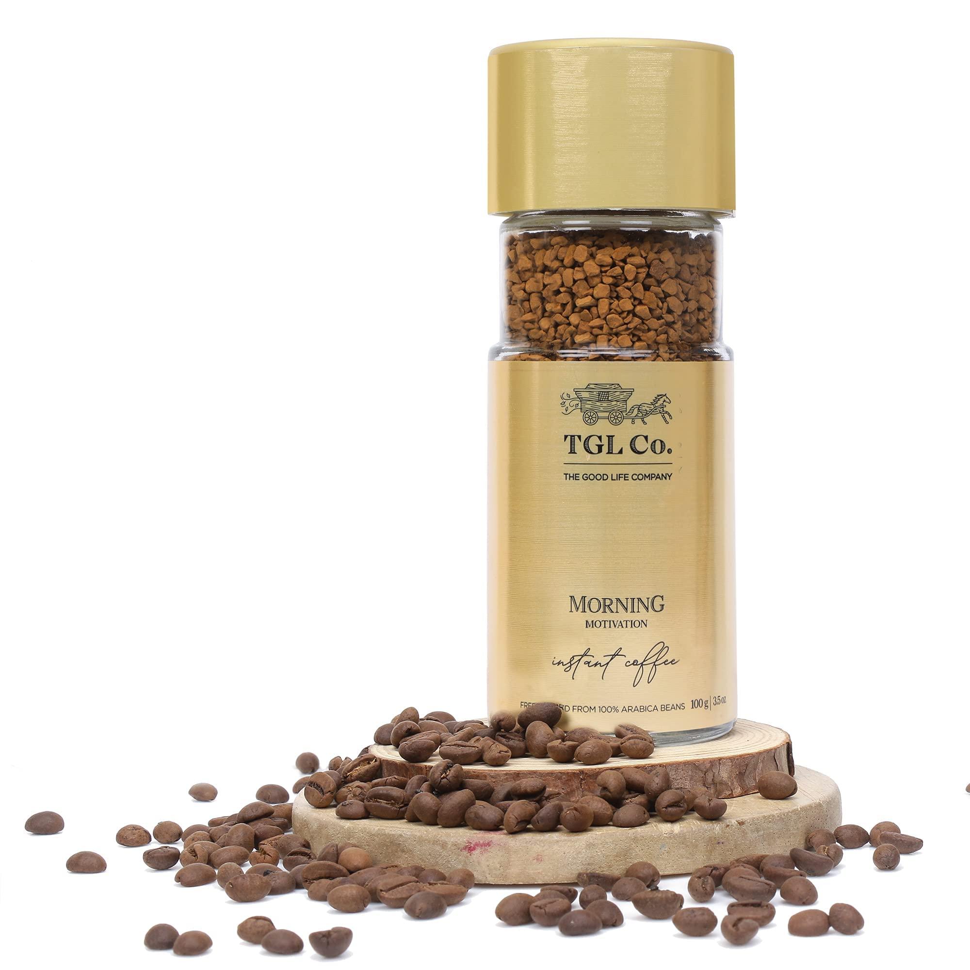 TGL Co. The Good Life Company TGL Co. The Good Life Company Morning Motivation Instant Coffee Powder (100 gm), Freeze Dried from 100% Arabica Coffee Beans Glass Bottle
