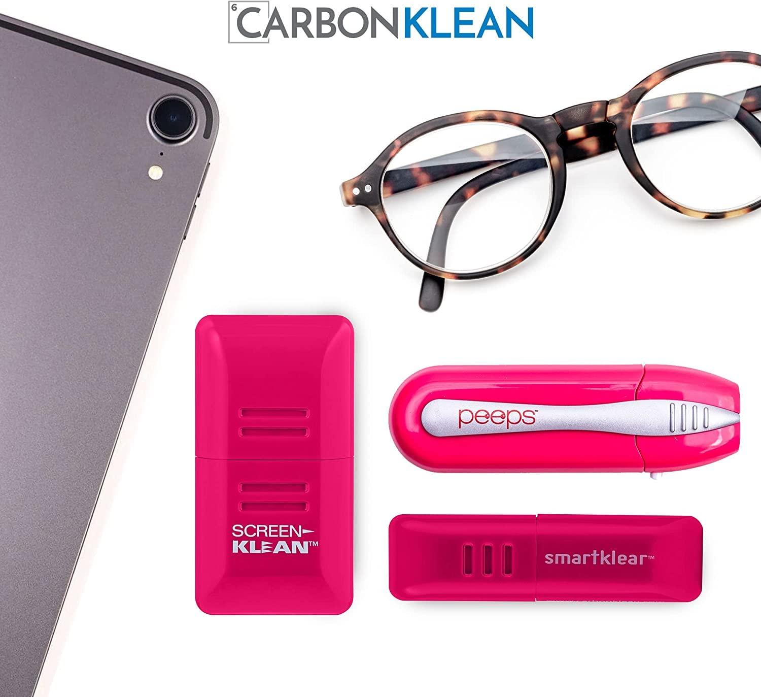 Peeps CarbonKlean Peeps Glasses Cleaner - for Eyeglasses, Reading Glasses, and More - Lens Cleaner with Carbon Microfiber Tech - Injected Pink- 3 Count (Pack of 1)