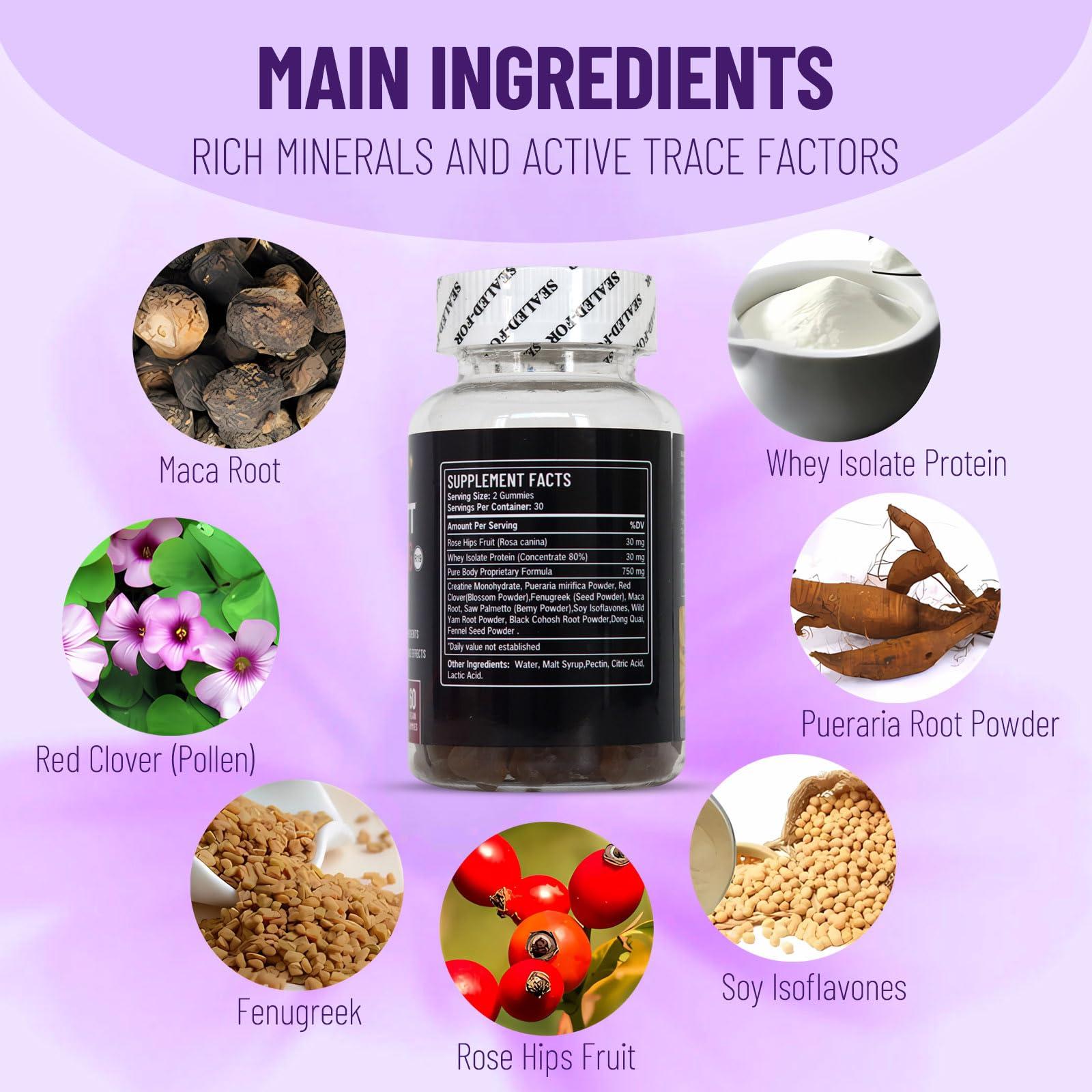 Wins Town Wins Town Hip Butt Enhancement Gummies, Booty Gummies for Bigger Butt, Bum Support Gummies for Women, Multivitamins, 60 Count