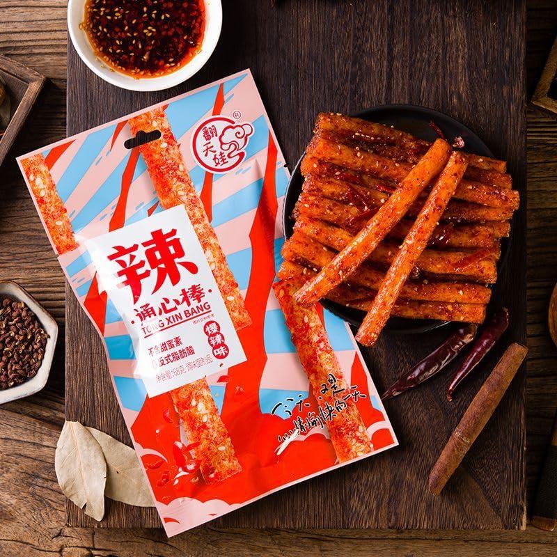ZAOIAN Latiao Spicy Strips Nostalgia Spicy Small Gluten, Instant Classic hot&Spicy Flavor Chinese Special Snack Food, Ready to eat Delicious Snack, Vegan, 68g/2.39 Ounces per Pack (super Spicy,1 Pack)