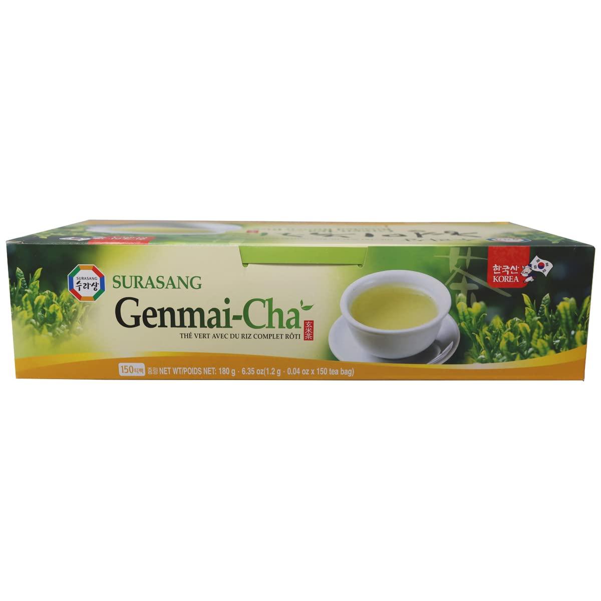 Surasang Surasang Green Tea with Roasted Brown Rice Tea, Toasty and Fragrant, Korean Herb Tea, 150 Teabags