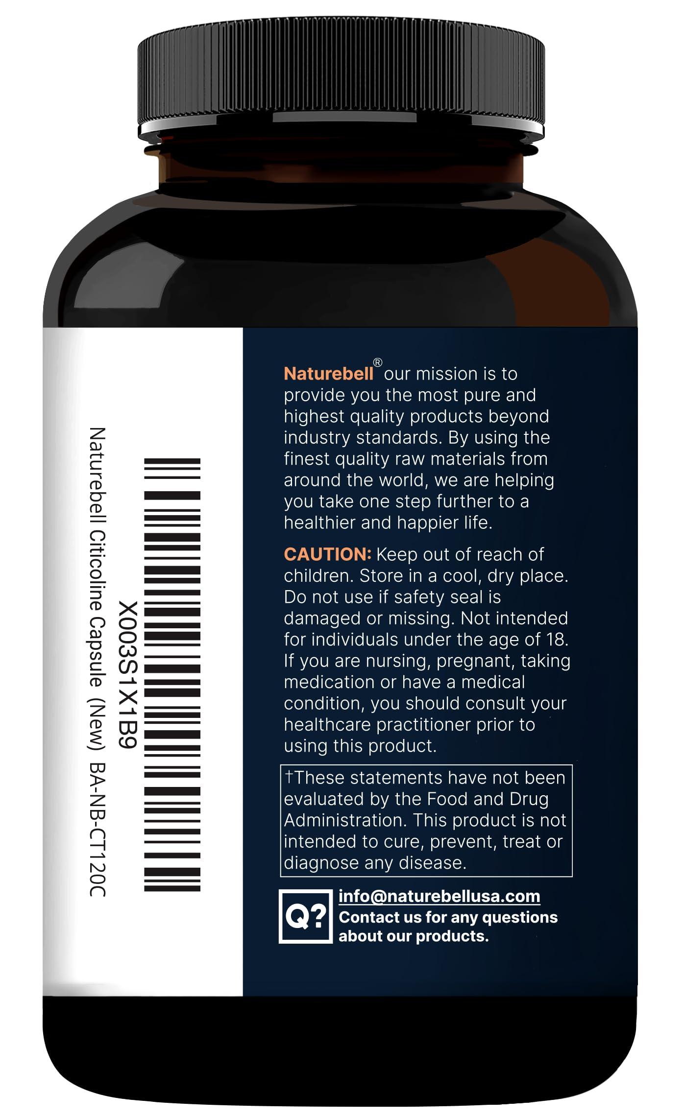NatureBell NatureBell Citicoline Supplements, CDP Choline, Citicoline 500mg Plus Tyrosine 50mg Per Serving, Optimized Dosage, 120 Capsules, 2 in 1 Formula, Dual Action Brain Supplement, Non-GMO
