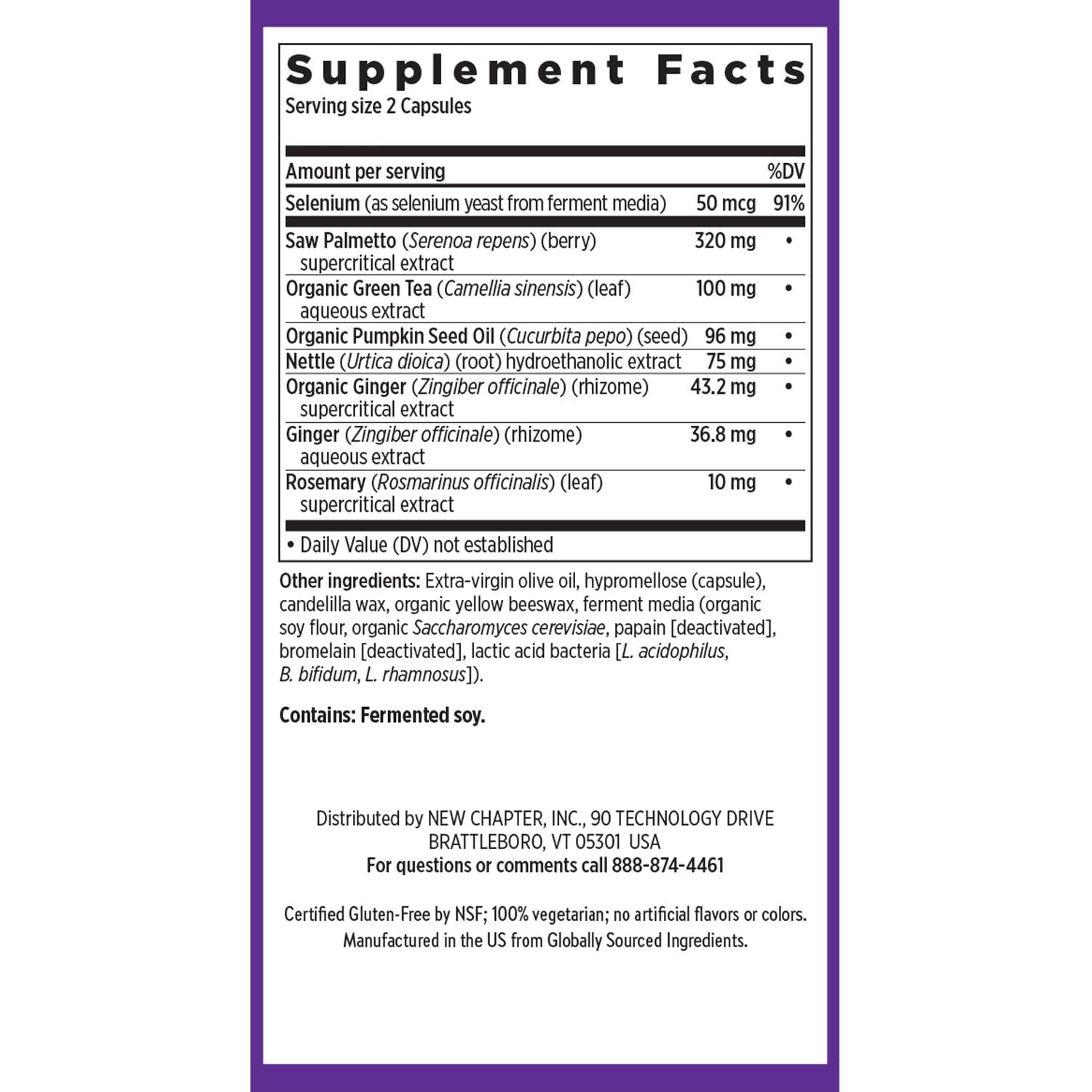 New Chapter New Chapter Prostate Supplement - Prostate 5LX with Clinical Strength Saw Palmetto + Fermented Selenium for Mens Wellness - 60 ct Vegetarian Capsule